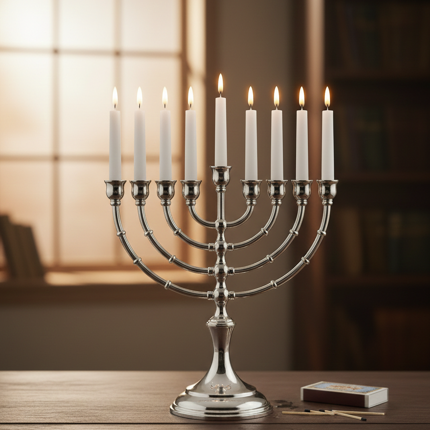 חנוכיית כסף טהור דגם 254